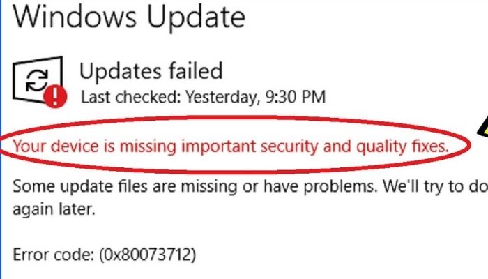 Your device is missing important security and quality fixes